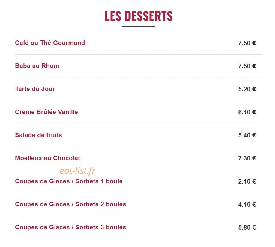 La Brasserie des Arts — carte page 4