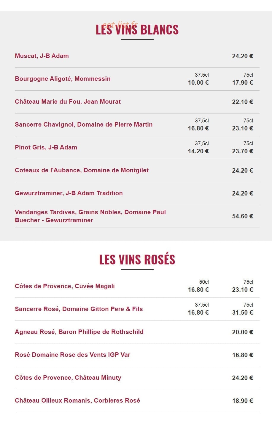 La Brasserie des Arts — carte page 6
