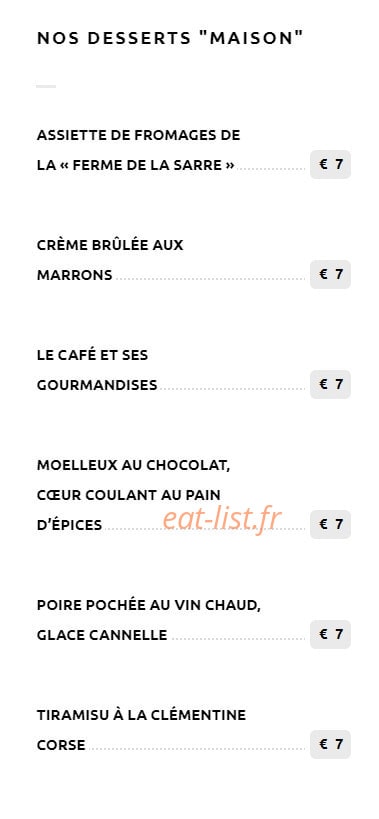 La Petite Auberge — carte page 3