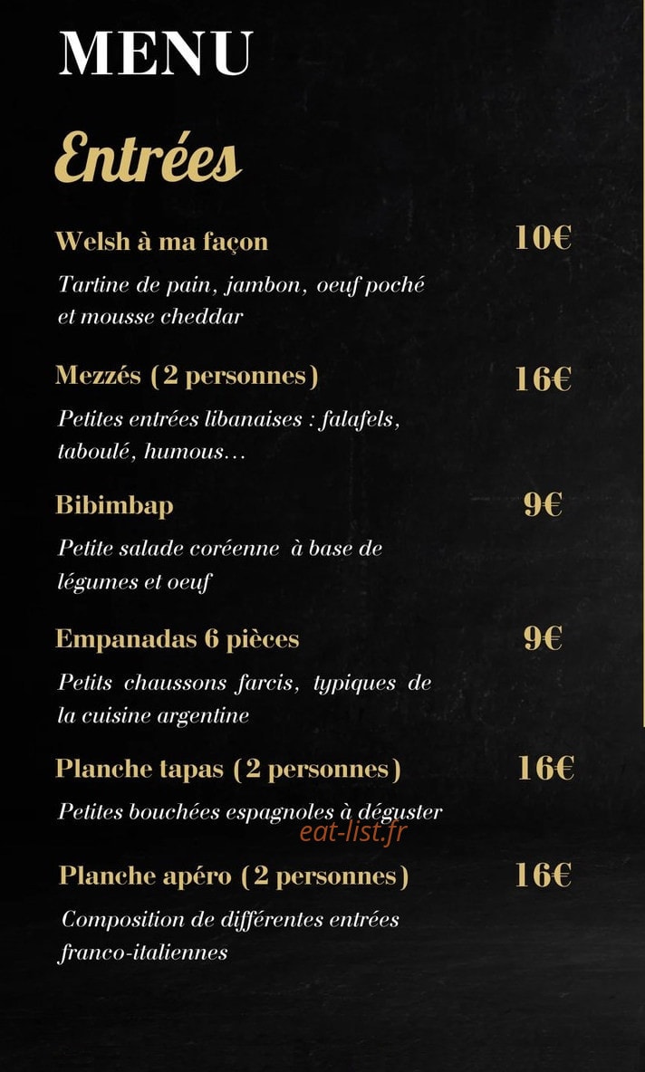 Le Comptoir du Chalet — carte page 1