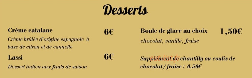Le Comptoir du Chalet — carte page 4