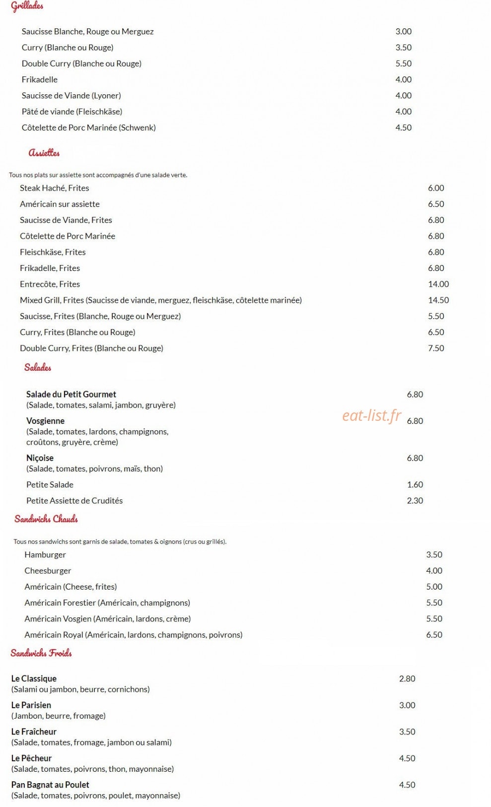 Le petit gourmet — carte page 2