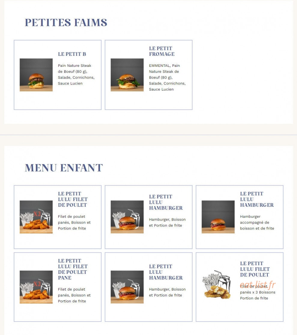 Les Burgers de Lucien — carte page 2