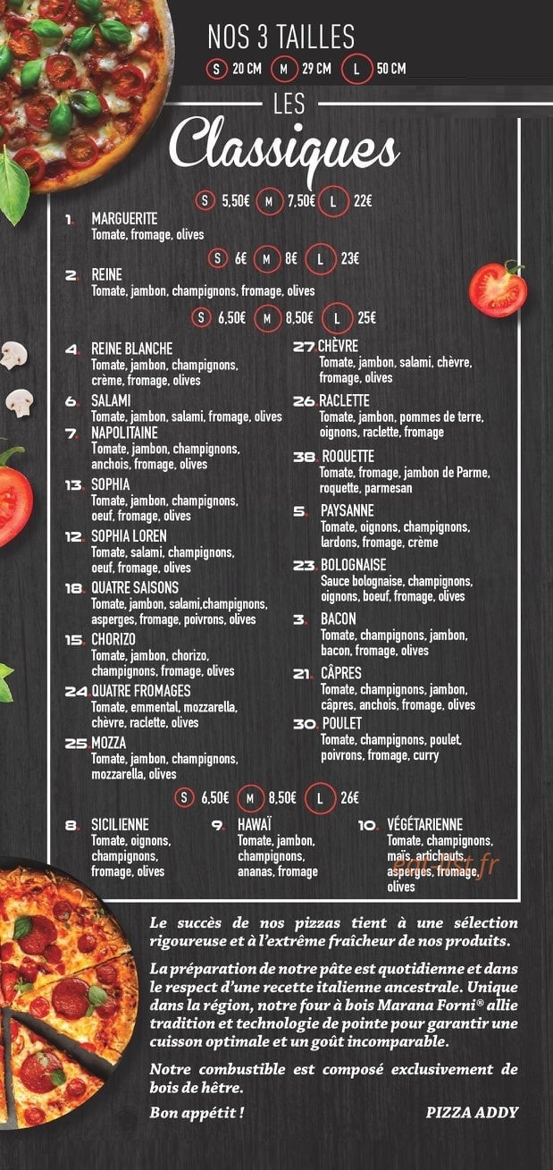 Pizza Addy — carte page 2