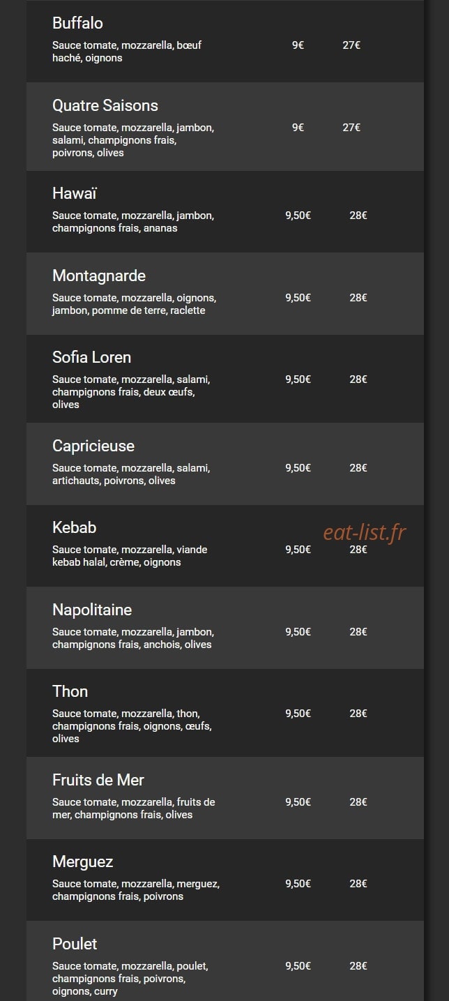 Pizza don camillo — carte page 2