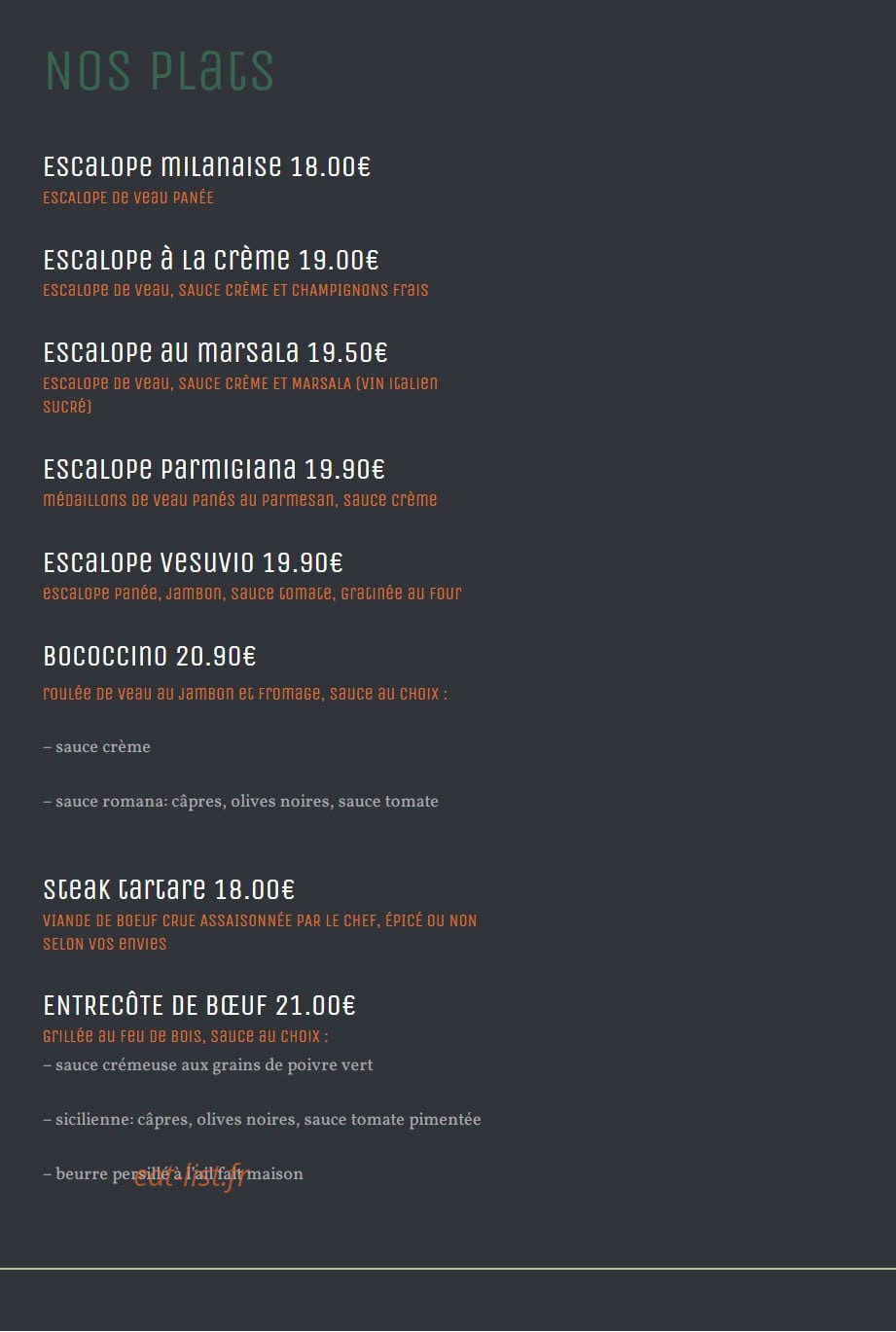 Restaurant Vesuvio — carte page 2
