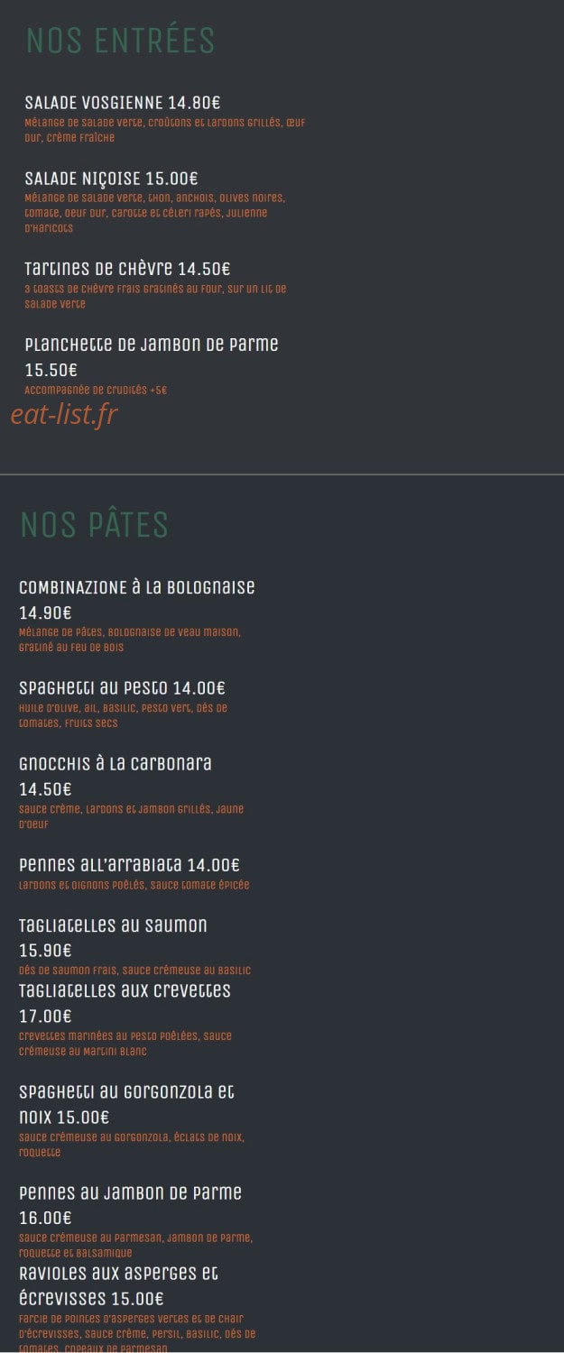 Restaurant Vesuvio — carte page 1