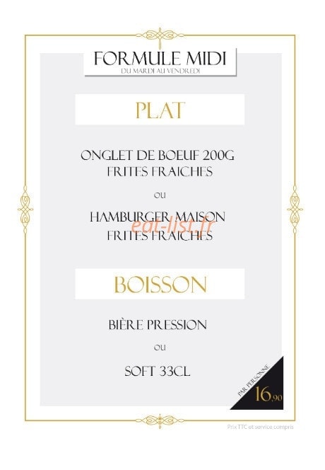 Carte et menu de La Cloche d'or à Maizieres les Metz — Formule midi