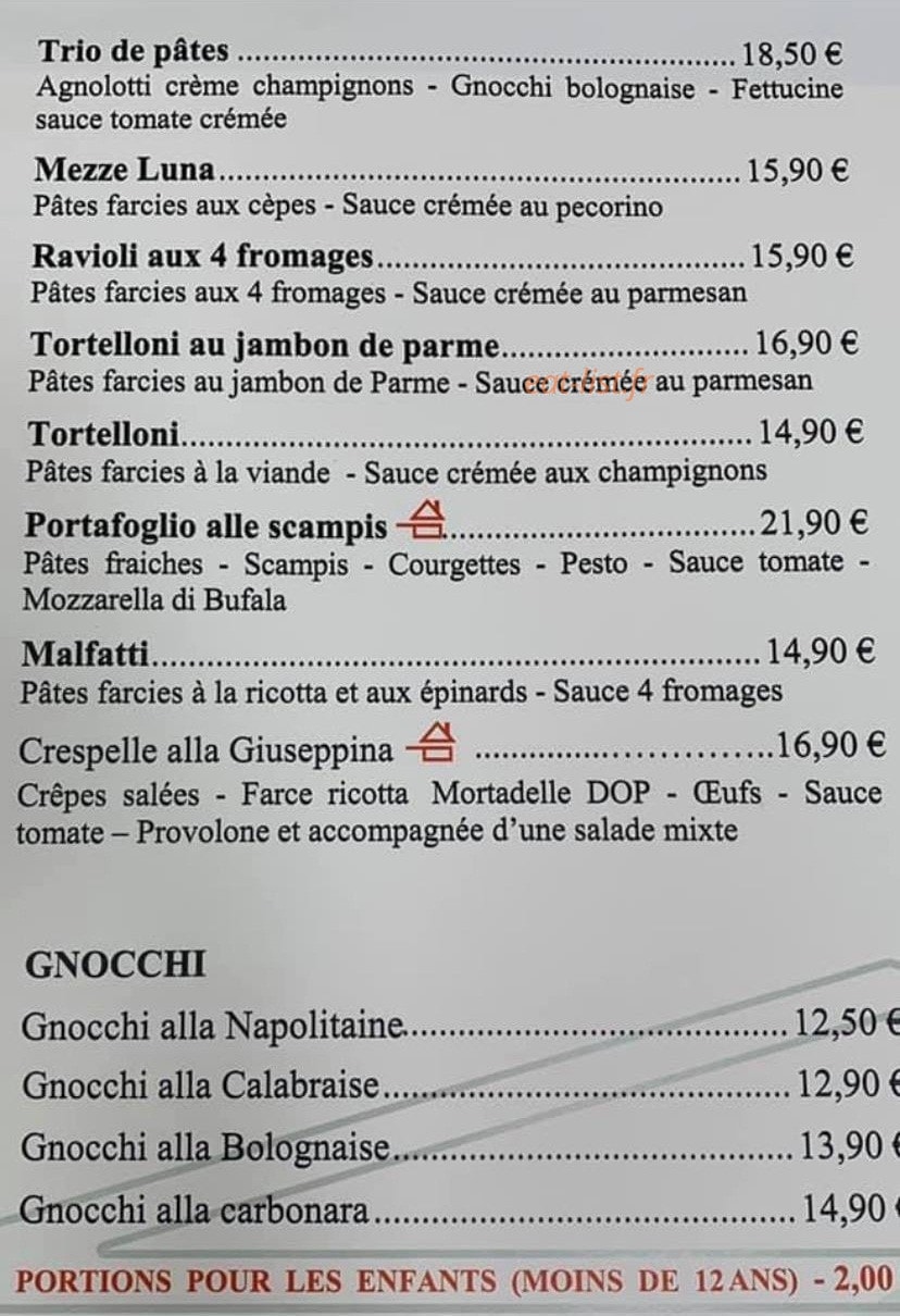 Carte et menu de La Romana à Maizieres les Metz — Les pâtes suite