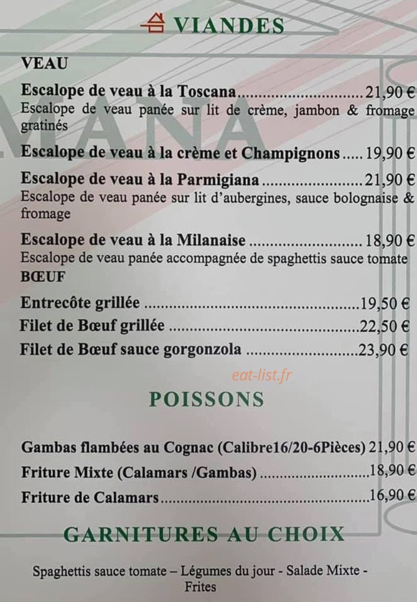 Carte et menu de La Romana à Maizieres les Metz — Les viandes, poissons et garnitures