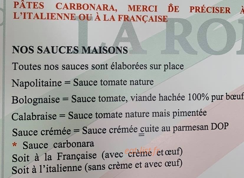 Carte et menu de La Romana à Maizieres les Metz — Les sauces
