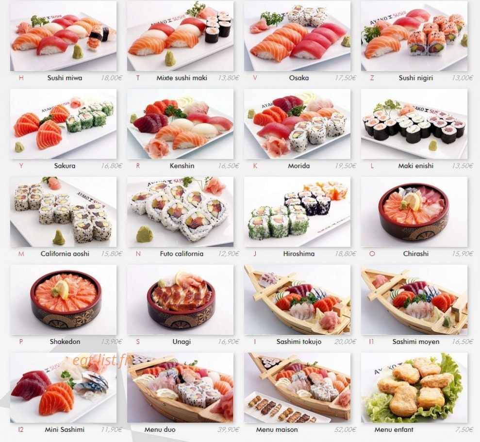 Ayako sushi — carte page 9