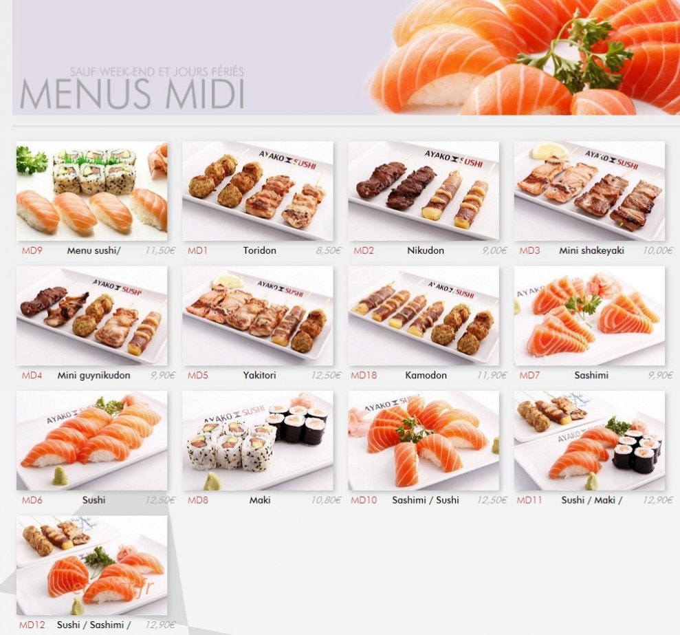 Ayako sushi — carte page 4