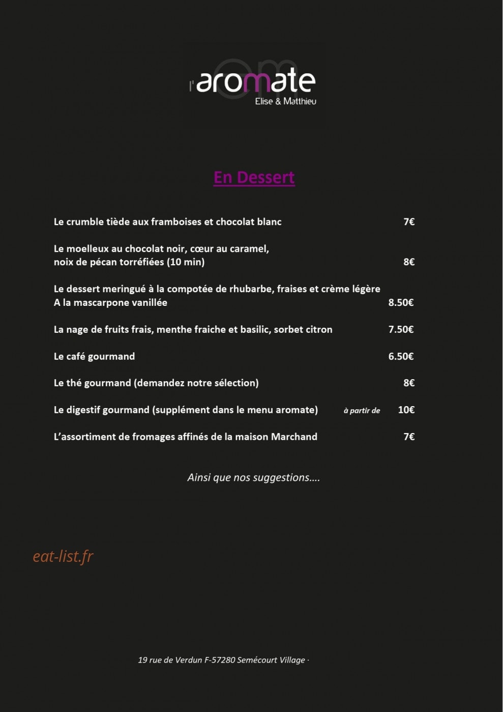 L'aromate — carte page 2