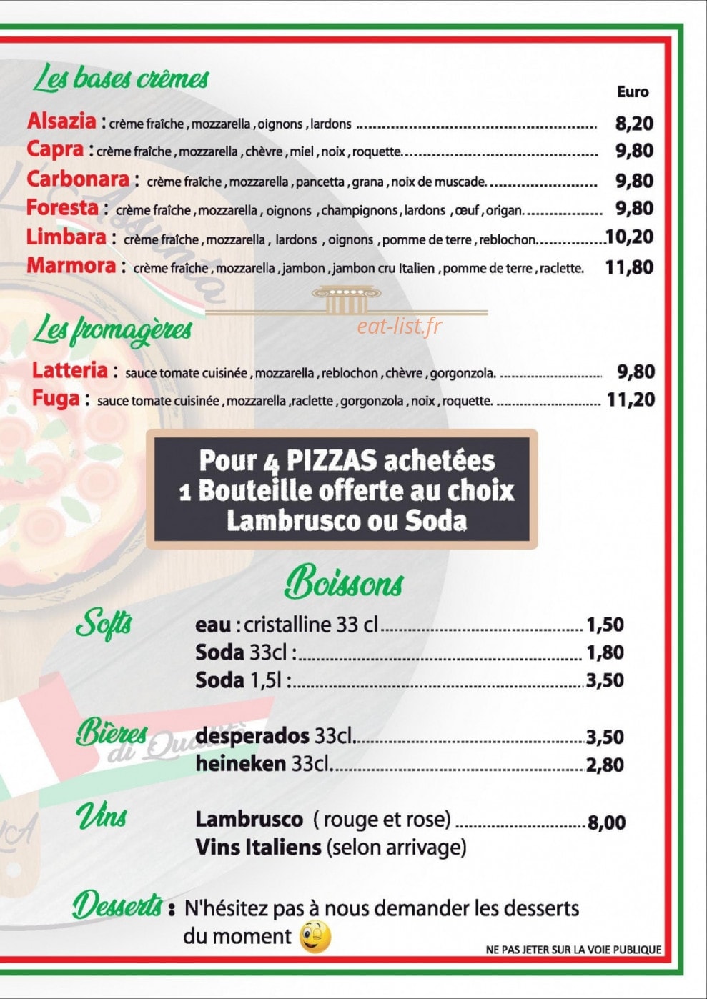 Pizzeria L'Assunta — carte page 2
