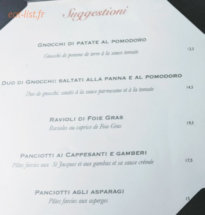 Ristorante Damiani — carte page 2