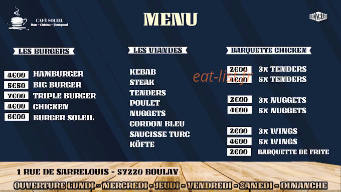 Cafe soleil — carte page 1