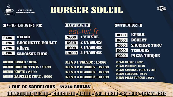 Cafe soleil — carte page 2