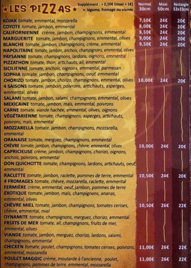 Carte et menu de Maggic Pizza à Boulay Moselle — Pizzas