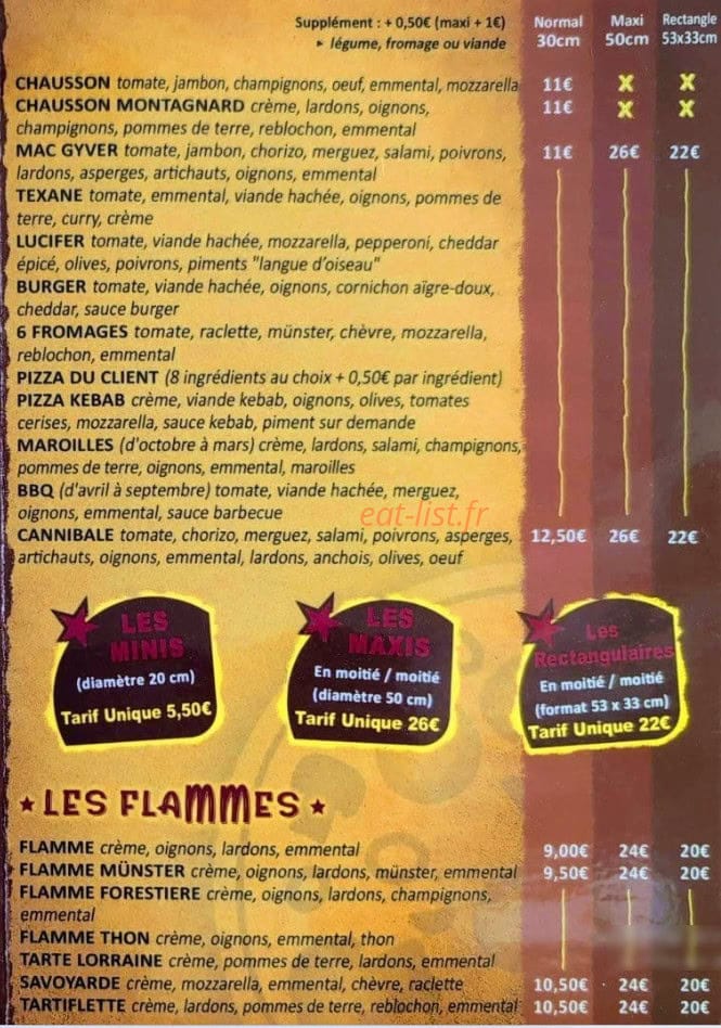 Carte et menu de Maggic Pizza à Boulay Moselle — Pizzas, flammes