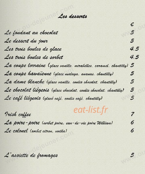 Auberge du Coq — carte page 5