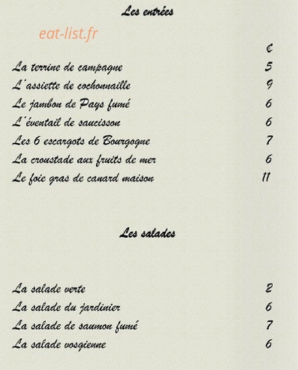 Auberge du Coq — carte page 2