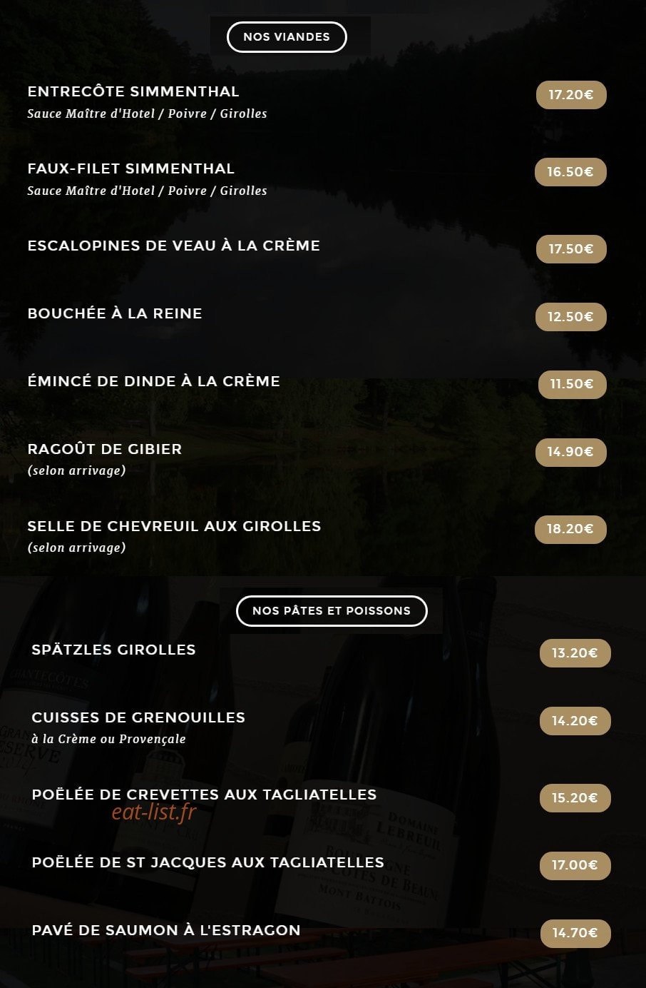 L'Auberge du Lac — carte page 2