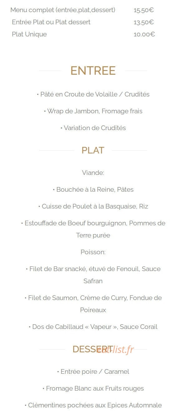 La Tour des Saveurs — carte page 1