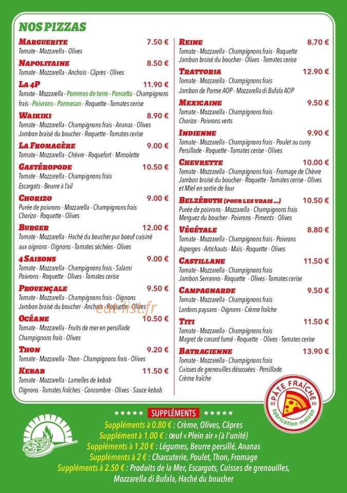 Pizza 4 p — carte page 3