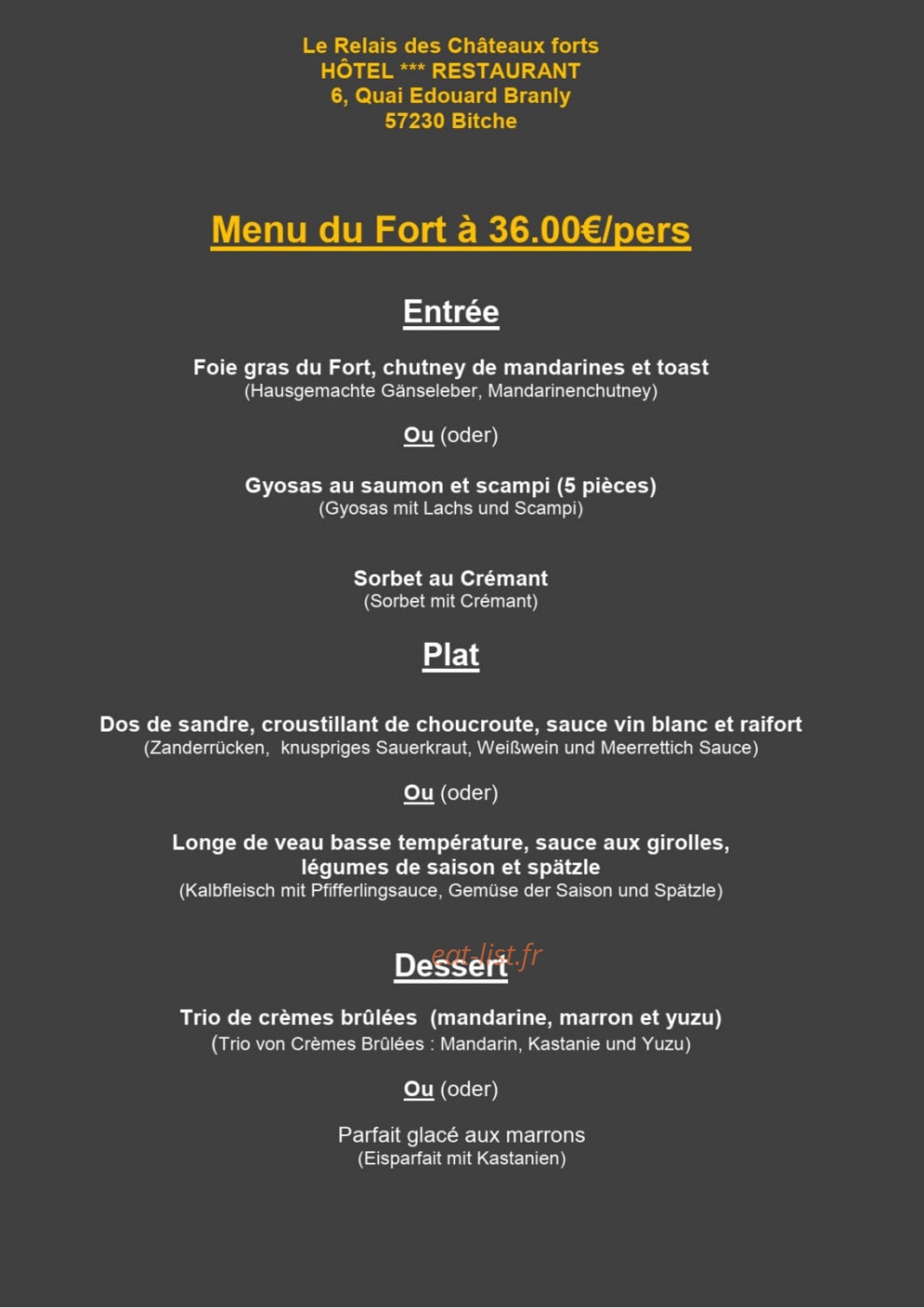 Relais Des Châteaux Forts — carte page 2