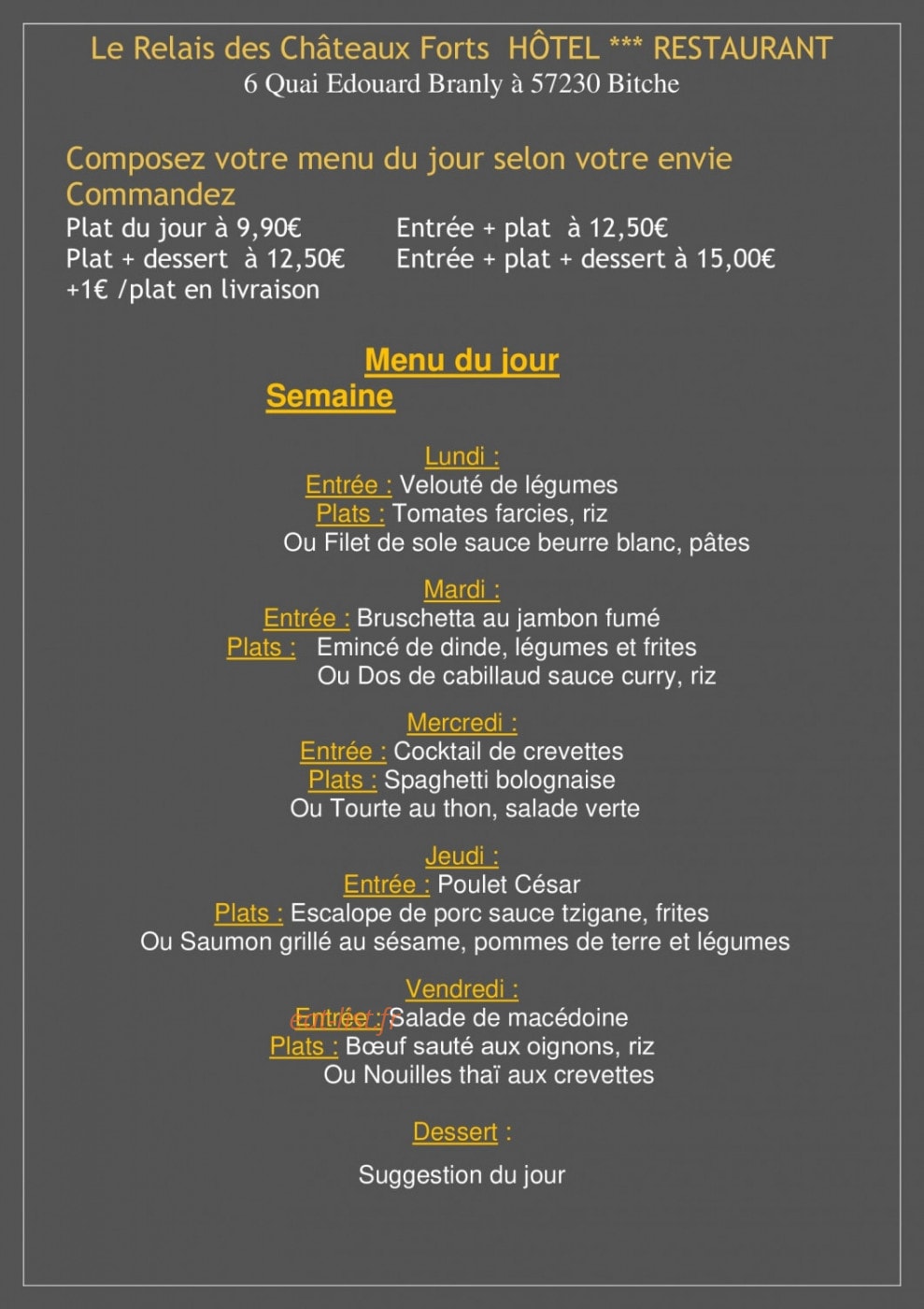 Relais Des Châteaux Forts — carte page 1