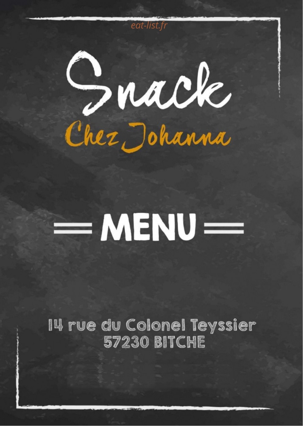 Snack chez Johanna — carte page 1