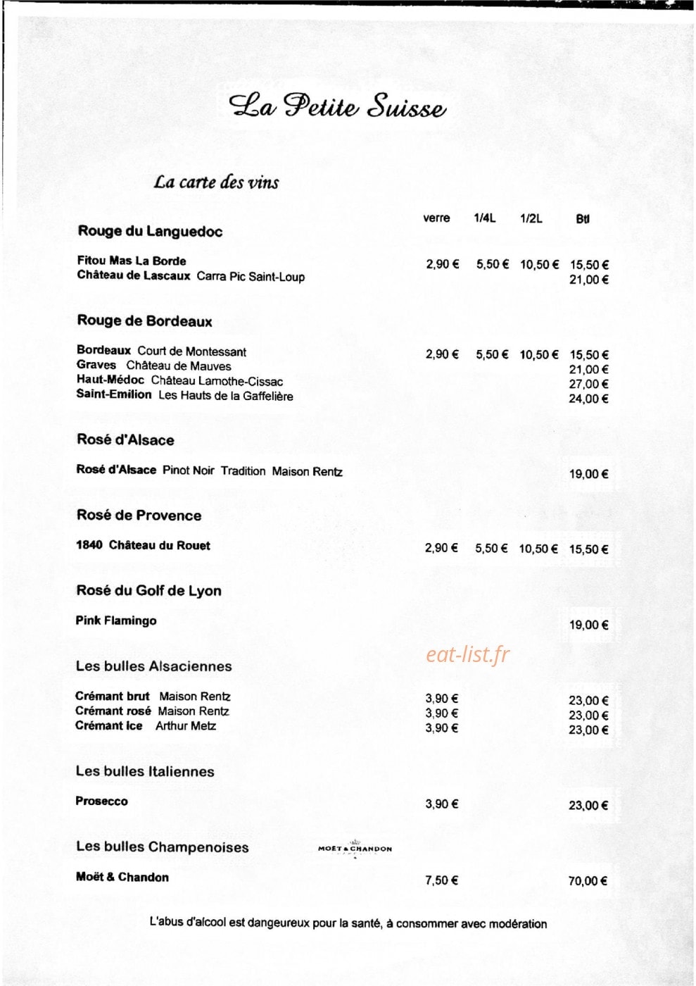 La Petite Suisse — carte page 6