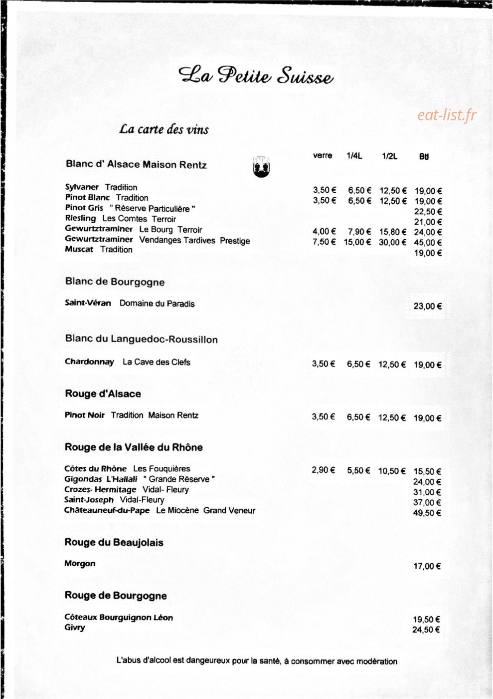 La Petite Suisse — carte page 5