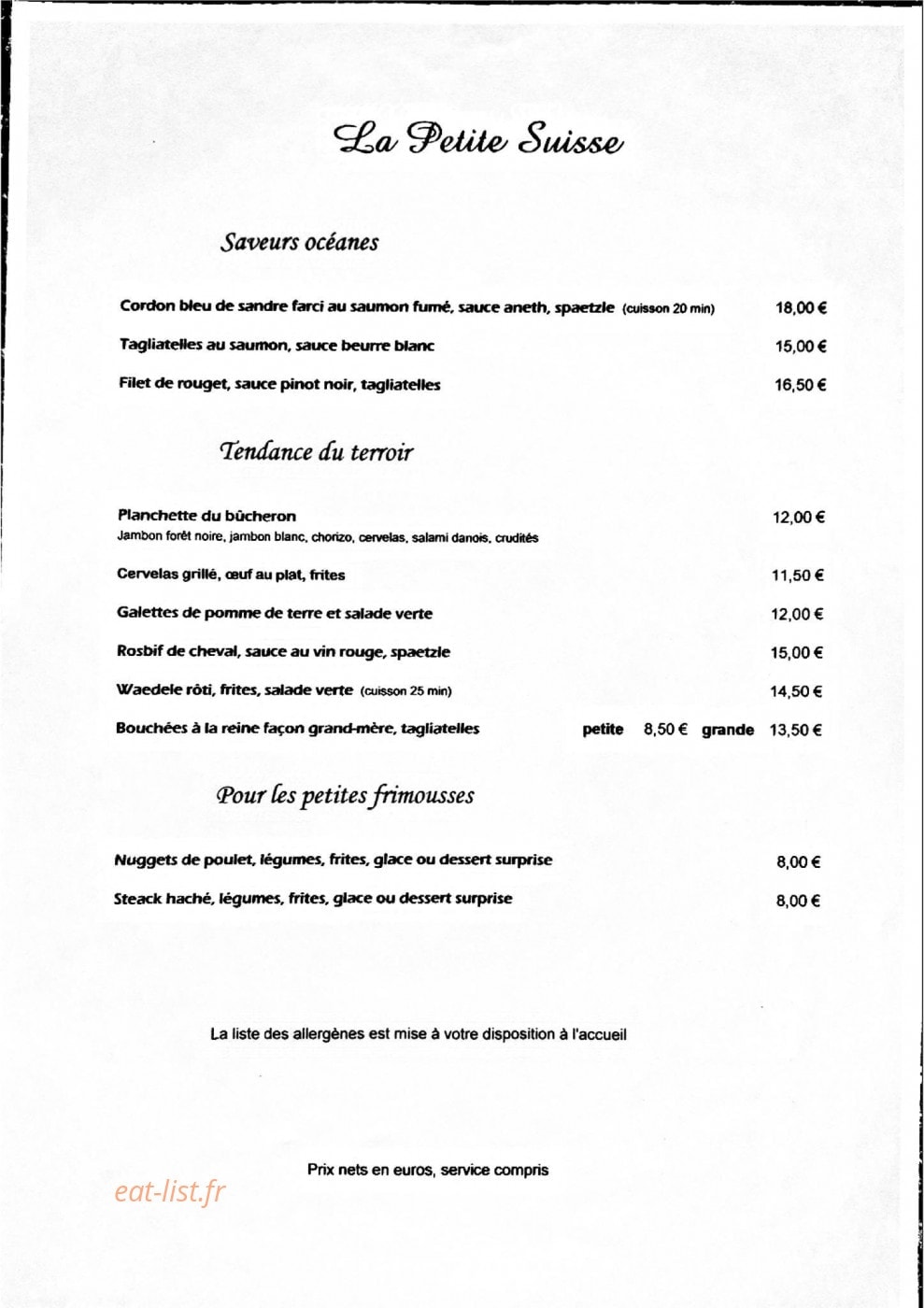 La Petite Suisse — carte page 2