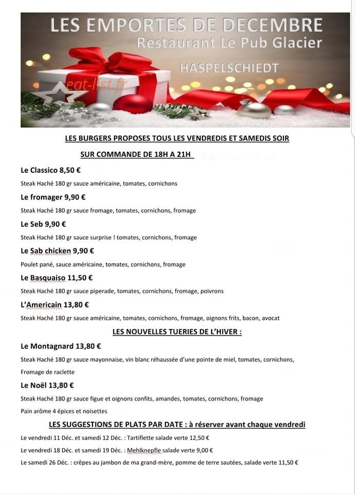 Le Pub Glacier — carte page 1