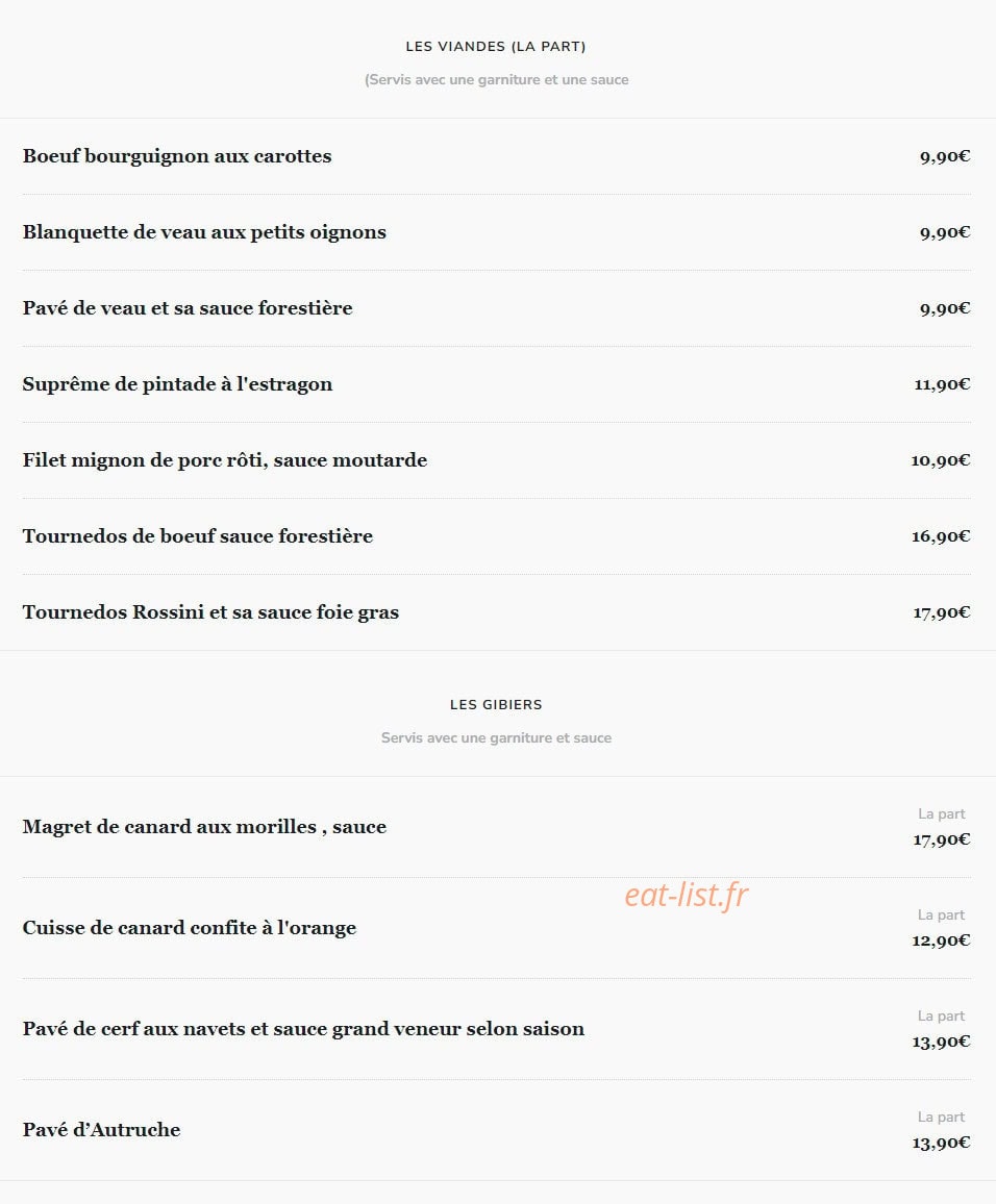 Le 58 restaurant — carte page 15