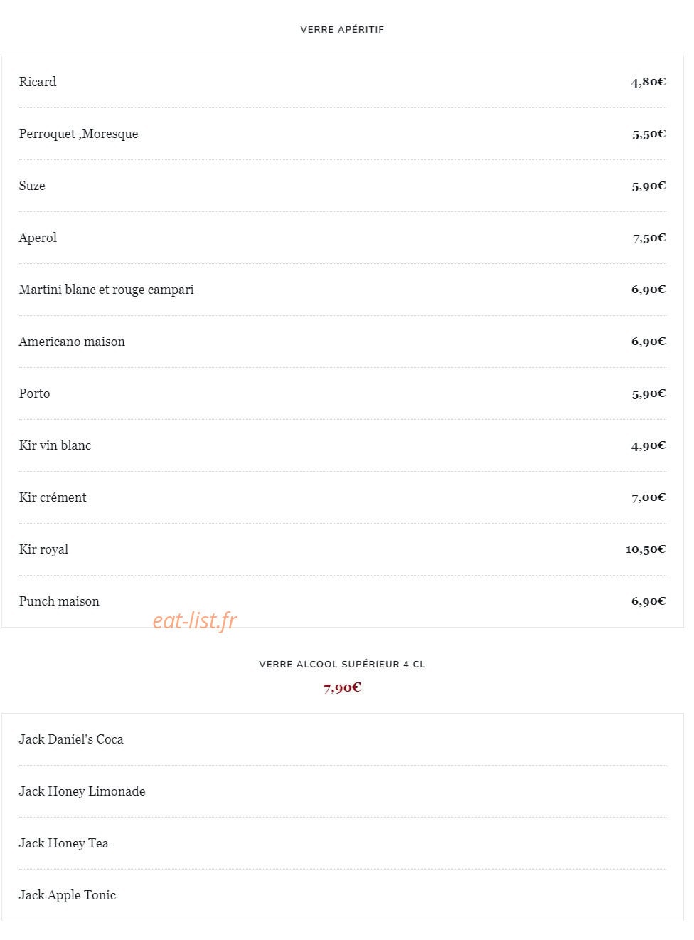 Le 58 restaurant — carte page 22