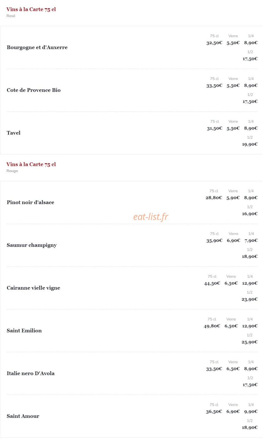 Le 58 restaurant — carte page 26