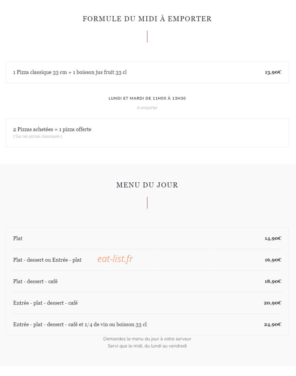 Le 58 restaurant — carte page 20