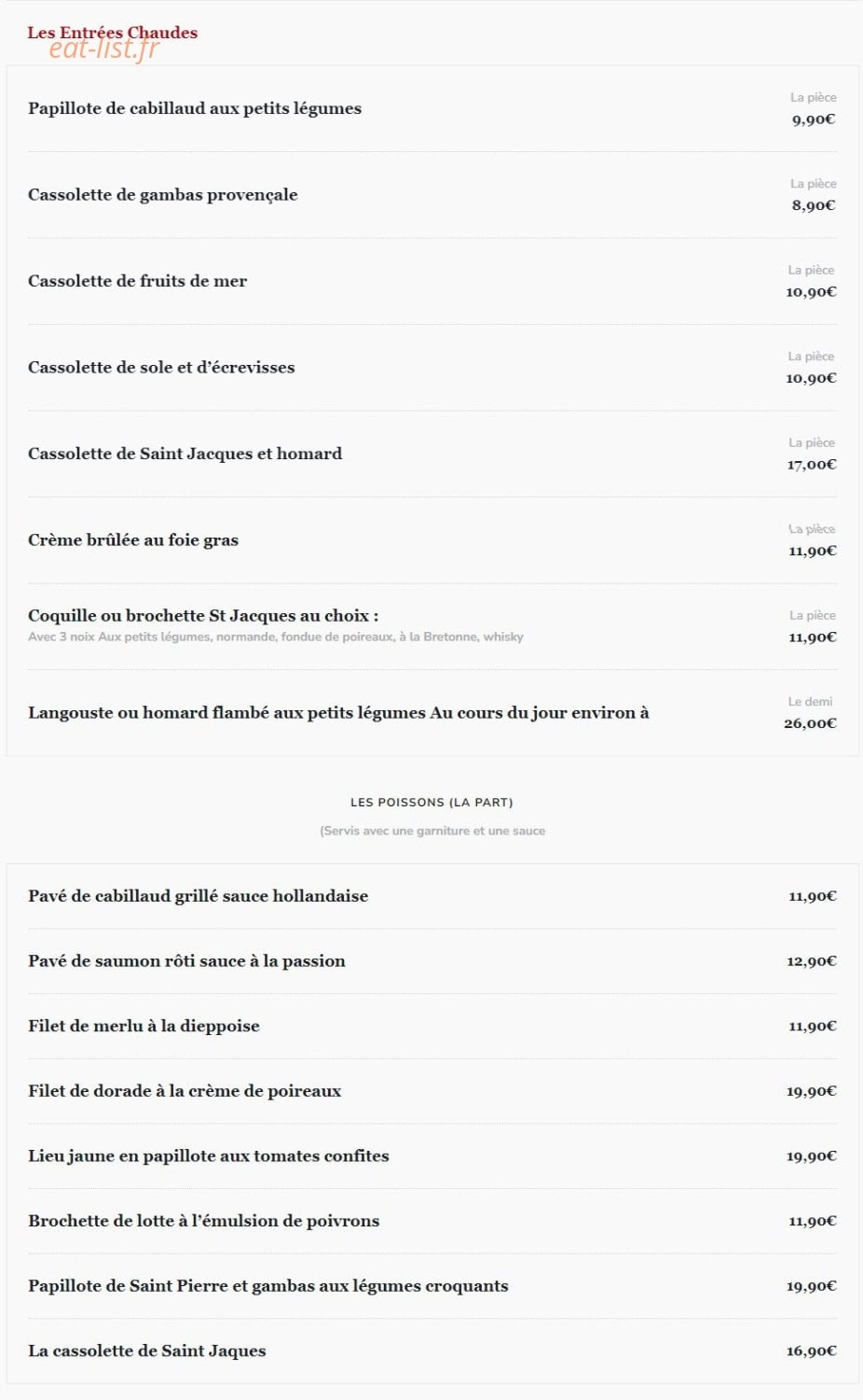 Le 58 restaurant — carte page 14