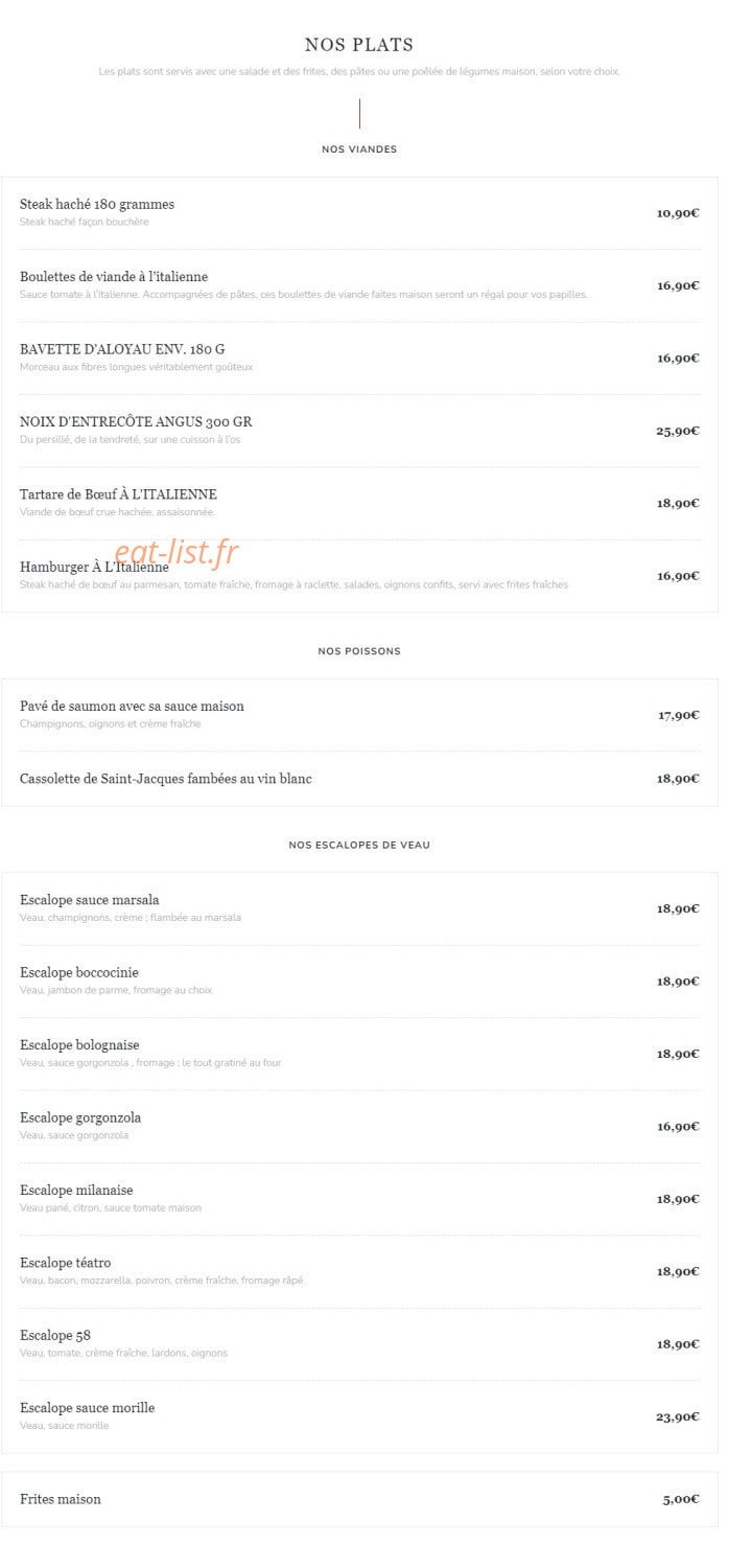 Le 58 restaurant — carte page 3