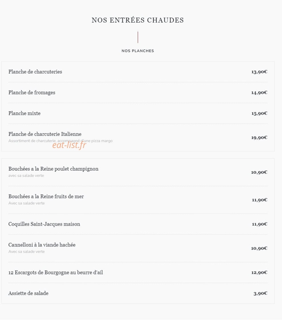 Le 58 restaurant — carte page 2