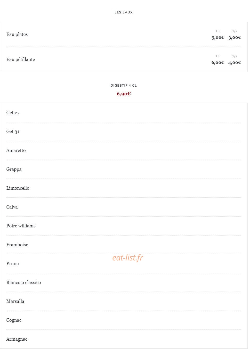 Le 58 restaurant — carte page 24