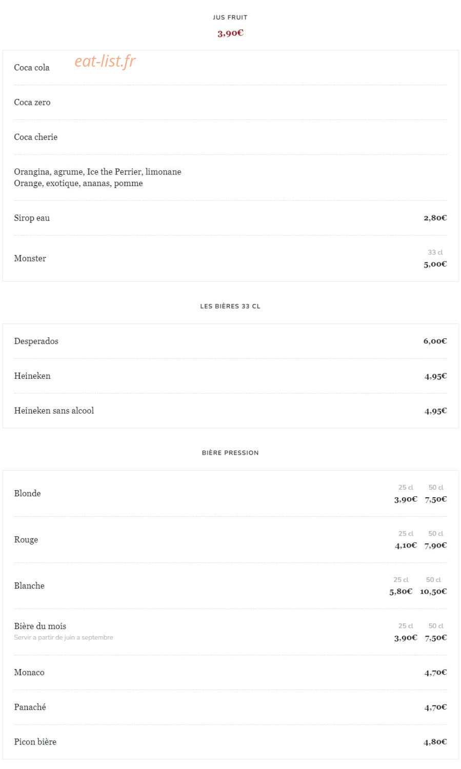 Le 58 restaurant — carte page 23