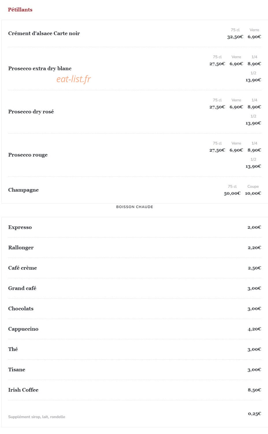 Le 58 restaurant — carte page 27