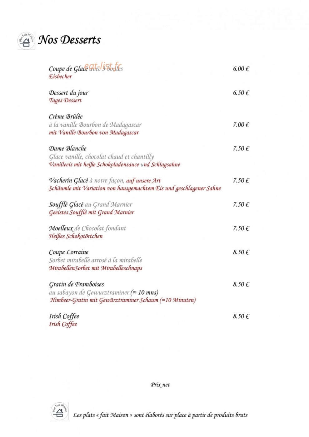Au Relais des Bois — carte page 4