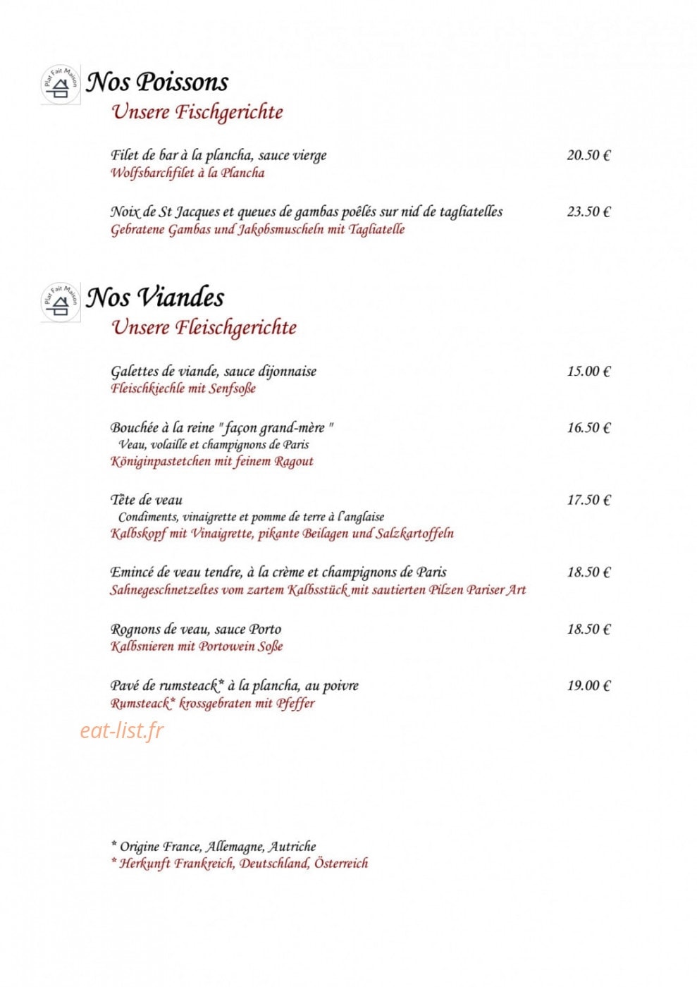 Au Relais des Bois — carte page 2