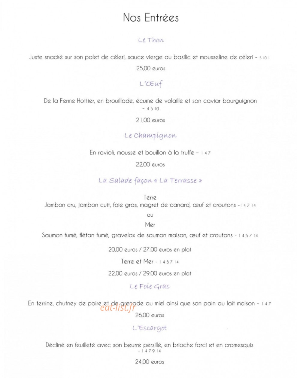 La Terrasse — carte page 1