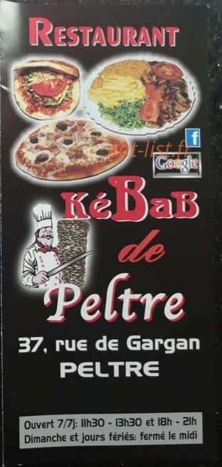 Kebab De Peltre — carte page 1